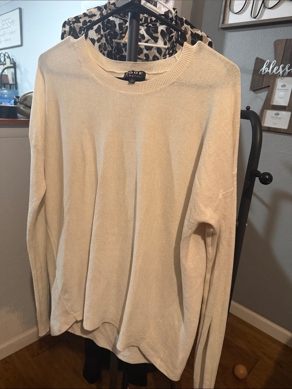 Soft Cream Crewneck Sweater - Lightweight Everyday Knit